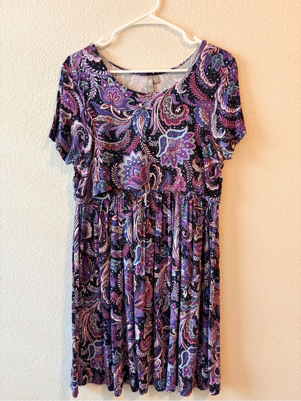 ASOS Maternity Purple Paisley Empire-Waist Mini Dress